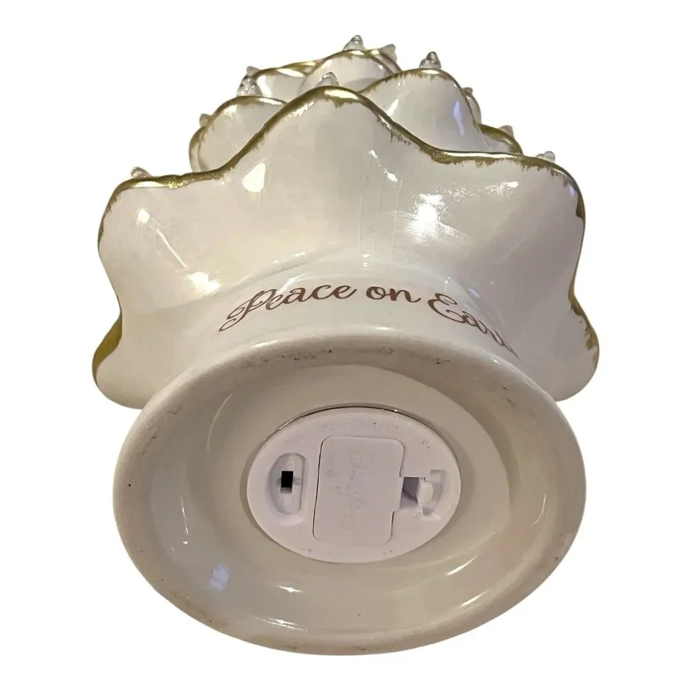 Mr Christmas Ceramic Christmas Tree Peace on Earth White Dove Lit Timer 8.5 x 5